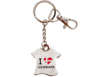 Nøglering T-shirt I Love Denmark Hvid