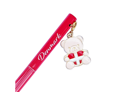 Kuglepen, Rød Vedhæng Bamse