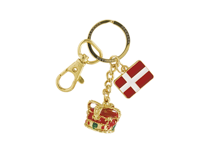 Nøglering Krone Og Flag Guld