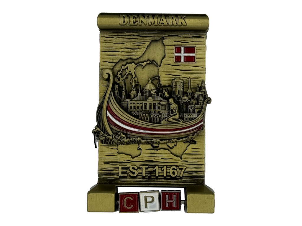 Magnet, DK Vikingeskib Roterende bogstaver Guld