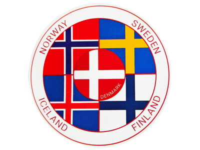 Klistermærke, Nordiske Lande Flag Rund