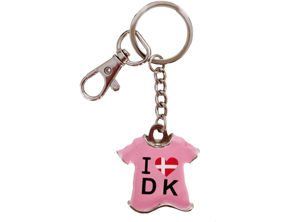Nøglering T-shirt I Love Denmark Pink
