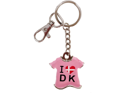 Nøglering T-shirt I Love Denmark Pink