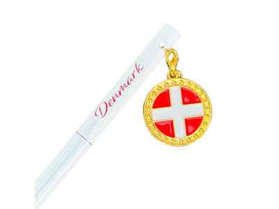Kuglepen, Hvid Vedhæng Rundt Flag