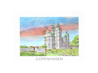 Postkort, Rosenborg 16,5 x 12 cm.