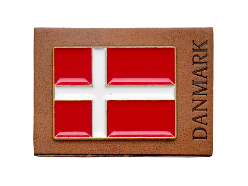 Magnet DK Flag Firkantet Metal Og Læder