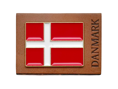 Magnet DK Flag Firkantet Metal Og Læder
