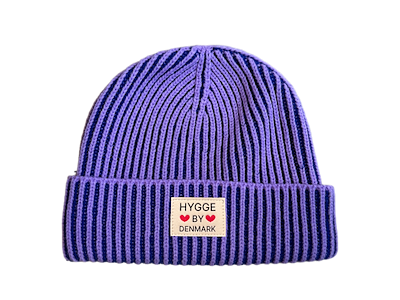 Beanie stribet blå/lilla