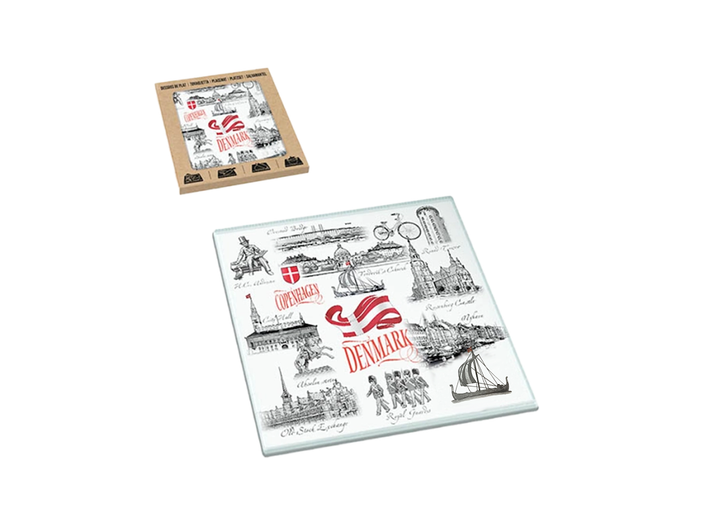 Skærebræt Glas - 20,5x20,5 cm. Black & White