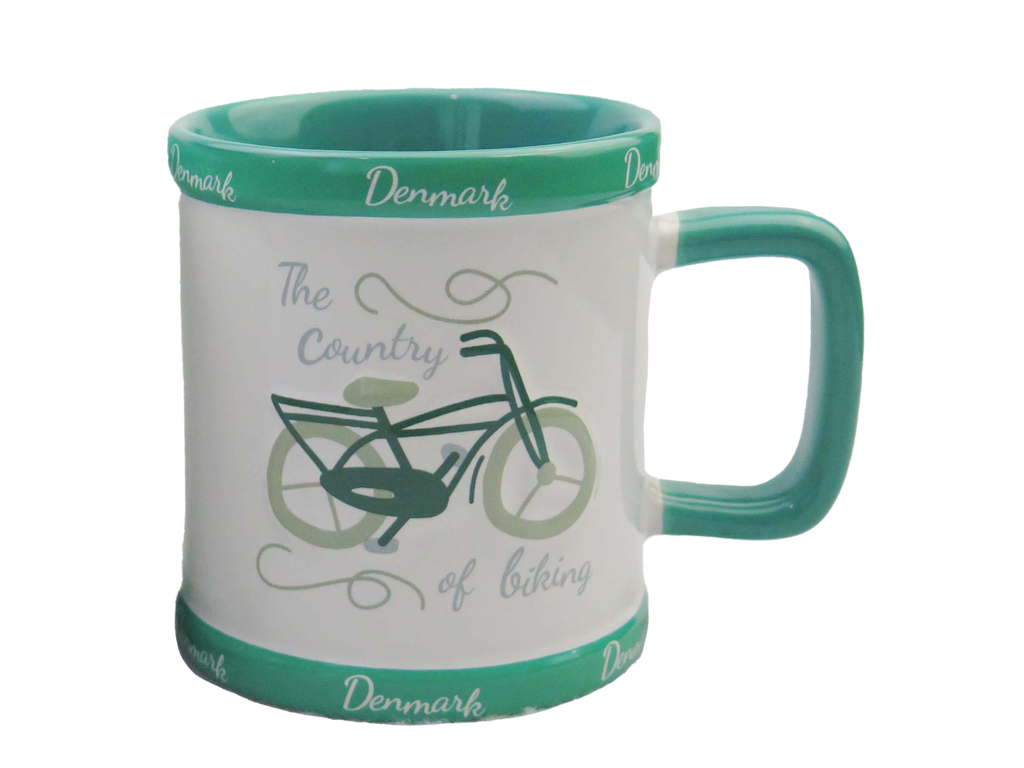 Krus, Retro Cykel Embossed Grøn