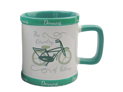 Krus, Retro Cykel Embossed Grøn