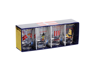 Shotglas, Forskellige Motiver 4 Styk
