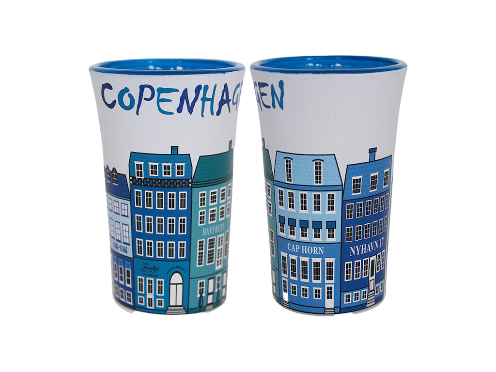 Shotglas, Nyhavn Hvid/Blå 2 Stk.