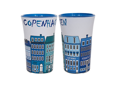 Shotglas, Nyhavn Hvid/Blå 2 Stk.