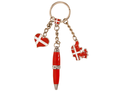 Nøglering Danmarkskort Hjerte Kuglepen