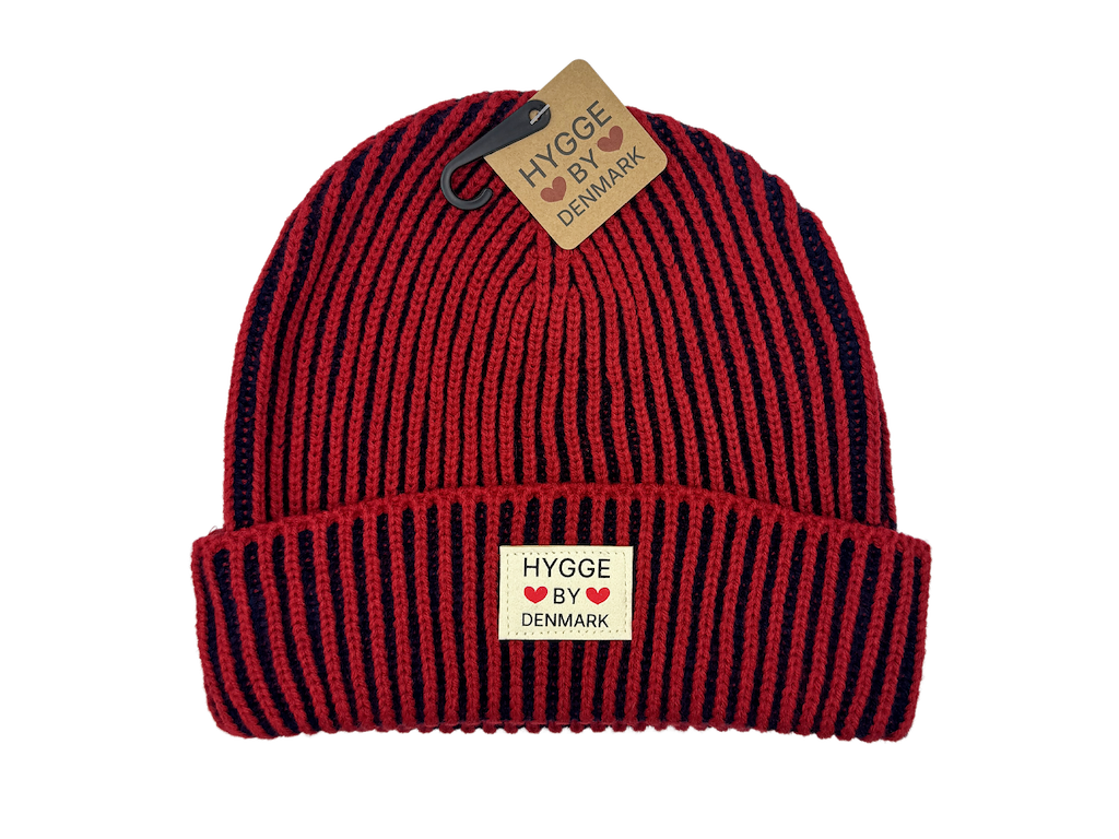 Beanie stribet blå/rød
