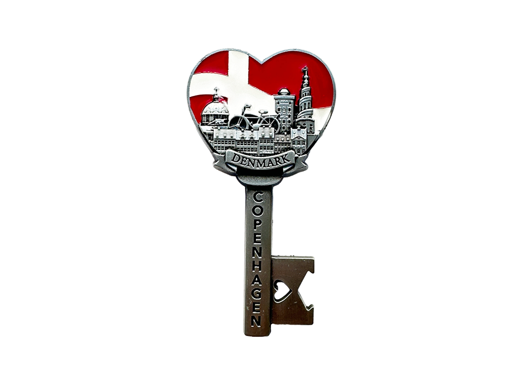 Magnet, CPH Nøgle Flag Sølv