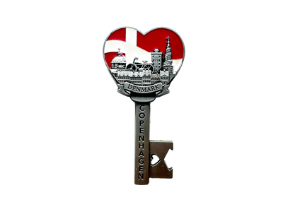 Magnet, CPH Nøgle Flag Sølv