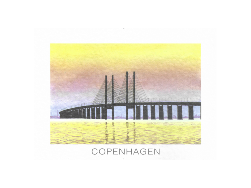 Postkort, Øresundsbroen 16,5 x 12 cm.