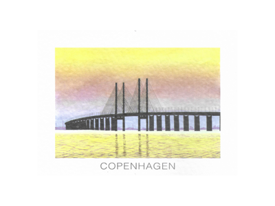 Postkort, Øresundsbroen 16,5 x 12 cm.