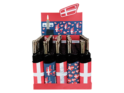 Lightere I Display, Flag - 50 I Æske