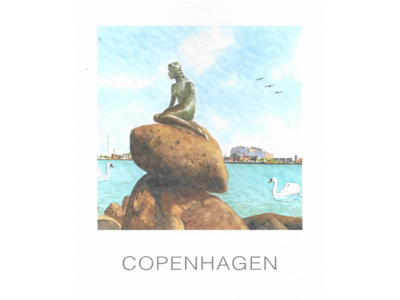 Postkort, Den Lille Havfrue 10 x 12 cm