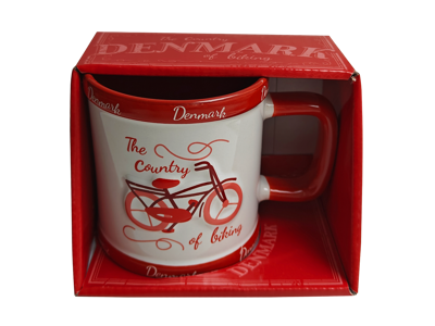 Krus, Retro Cykel Embossed Rød
