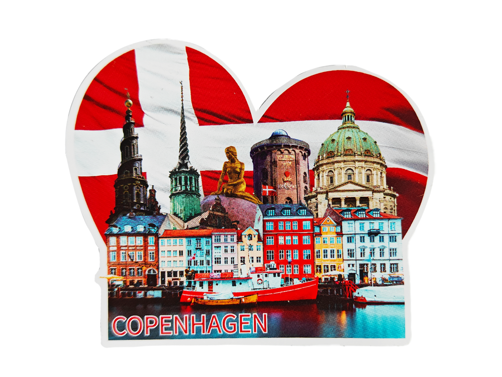Klistermærke, København Med Hjerteflag