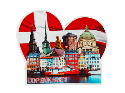 Klistermærke, København Med Hjerteflag