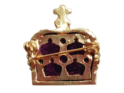 Broche, Royal Krone m/Fløjl Og Sten (inkl. æske)