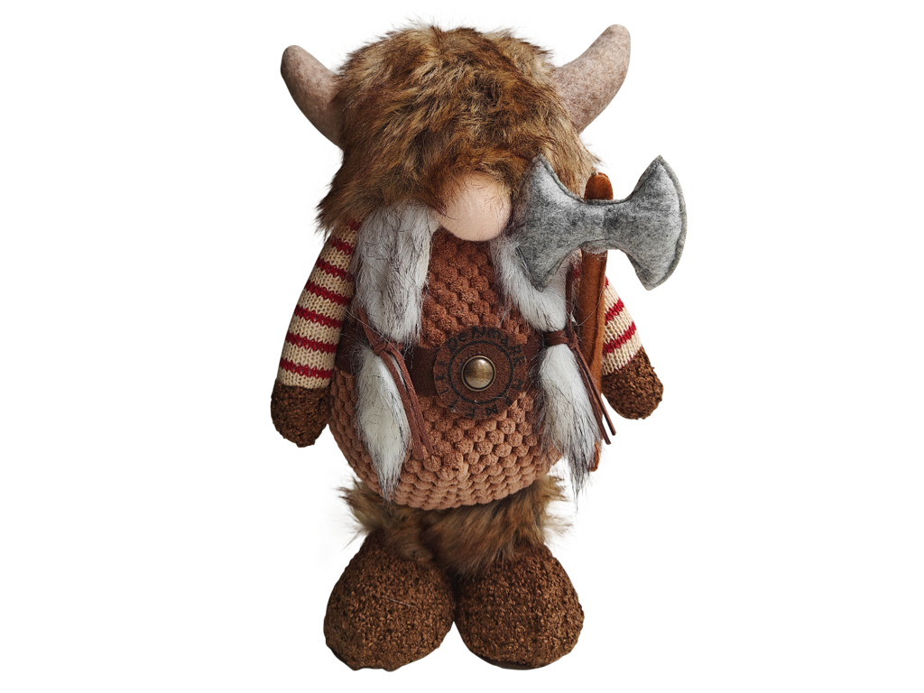 Viking I Stof Stribet Kvinde Økse Stor 39 cm.
