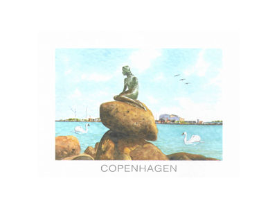Postkort, Den Lille Havfrue 16,5 x 12 cm.