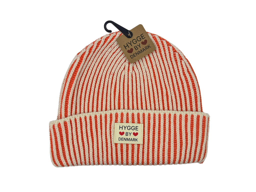Beanie stribet gul/grøn