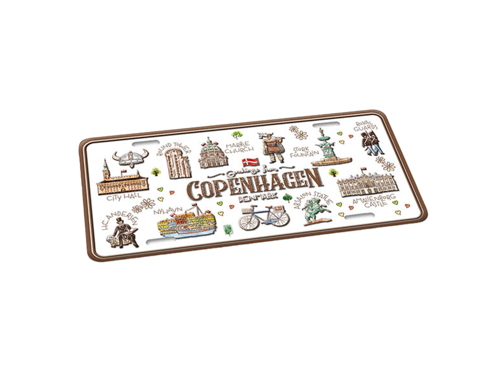 Metalplade, 30x15,5 cm. Akvarel CPH