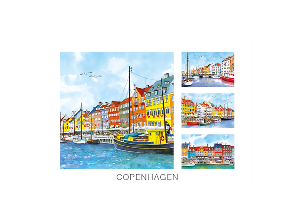 Postkort, 4x Nyhavn Nr. 3 16,5x12cm 