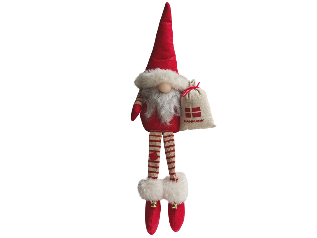Nisse I Stof Mand Dingleben Og Flag 56 cm.