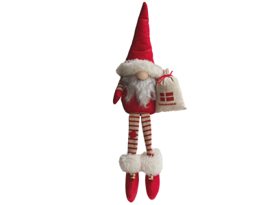 Nisse I Stof Mand Dingleben Og Flag 56 cm.