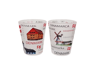 Shotglas, Frosted Denmark 2 Styk