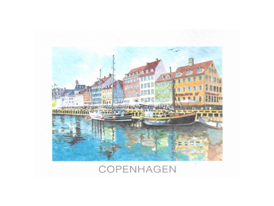 Postkort, Nyhavn Skibe 16,5 x 12 cm.