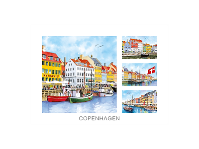 Postkort, 4x Nyhavn Nr. 2 16,5x12cm 