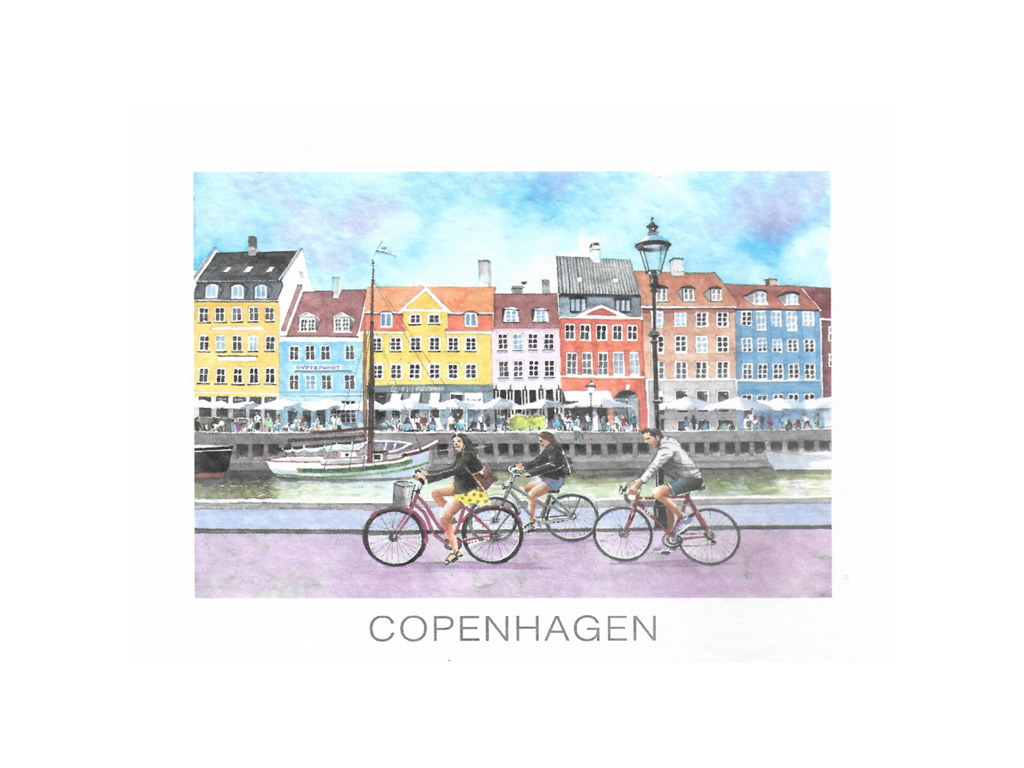 Postkort, Nyhavn Cykler 16,5 x 12 cm.