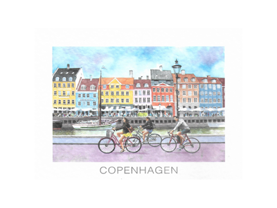 Postkort, Nyhavn Cykler 16,5 x 12 cm.