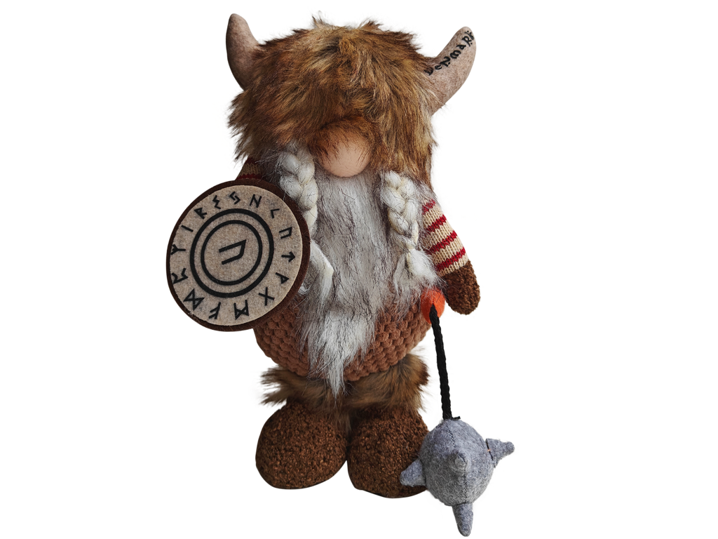 Viking I Stof Stribet Mand Skjold Stor 31 cm.