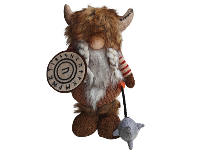 Viking I Stof Stribet Mand Skjold Stor 31 cm.