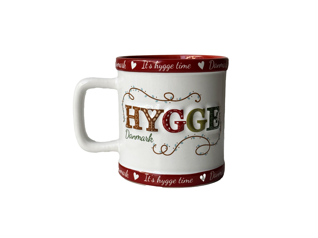 Krus, Hygge Hvid m/Rød Kant