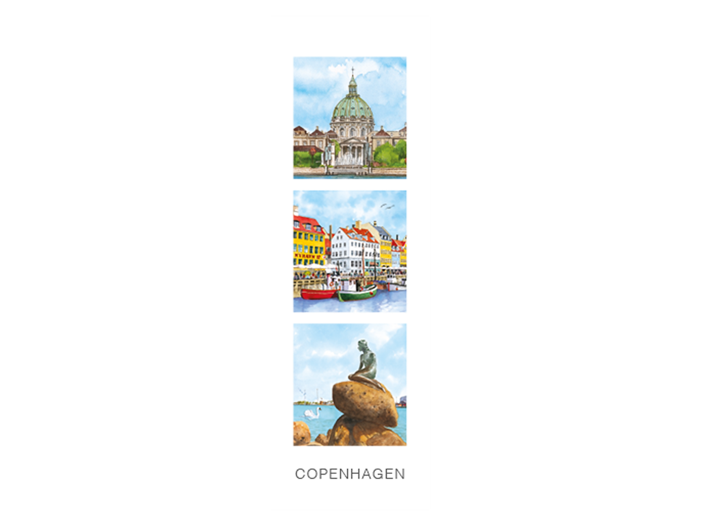 Postkort, Marmorkirken/Nyhavn/Havfrue 5,5x17cm 