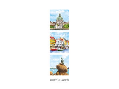 Postkort, Marmorkirken/Nyhavn/Havfrue 5,5x17cm 