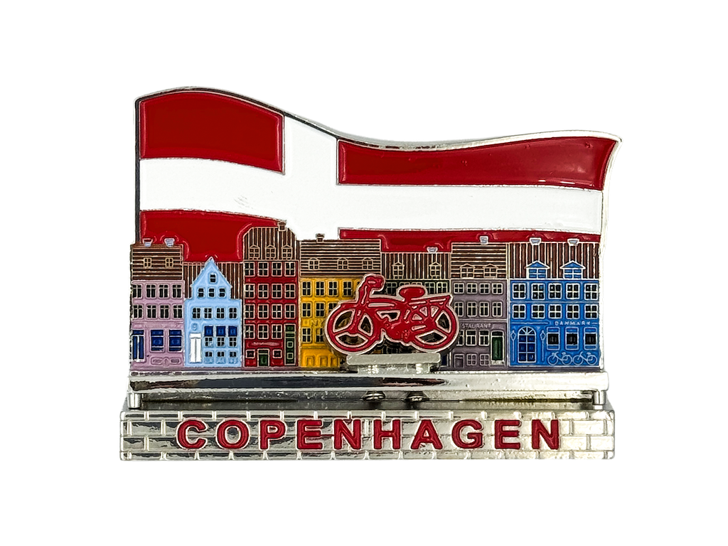 Magnet, Flag Nyhavn Bevægelig Cykel Sølv