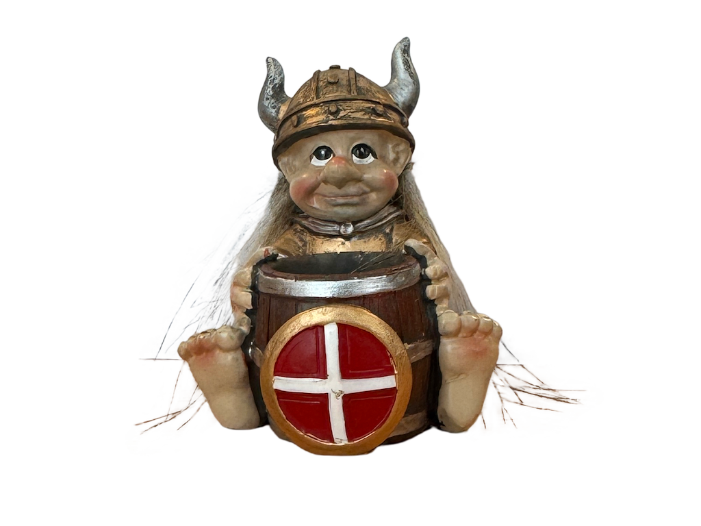 Viking med Tønde og DK Flag