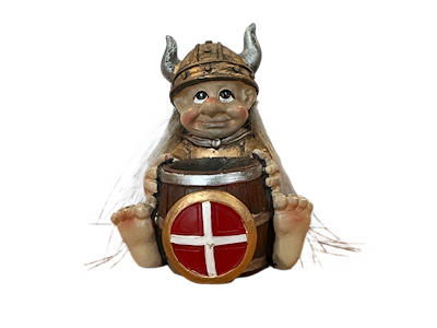 Viking med Tønde og DK Flag